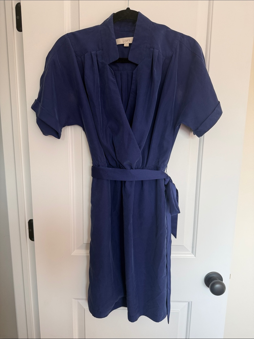 LOFT Royal Blue Wrap Dress with Tie Belt